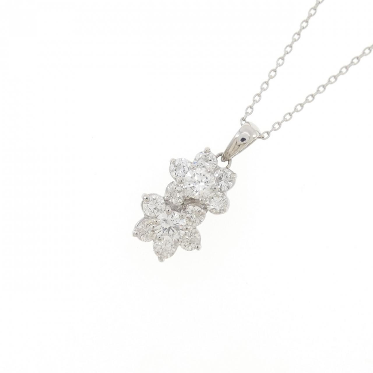 PT900/PT850 フラワー ダイヤモンド ネックレス 0.93CT