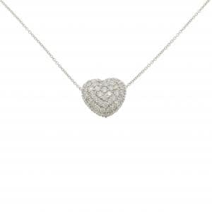 K18WG ハート パヴェ ダイヤモンド ネックレス 1.00CT