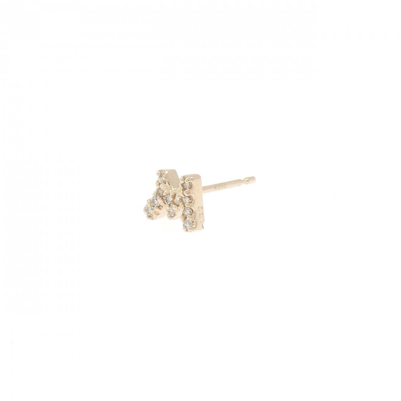 K18PG イニシャルM ダイヤモンド ピアス 0.05CT 片耳
