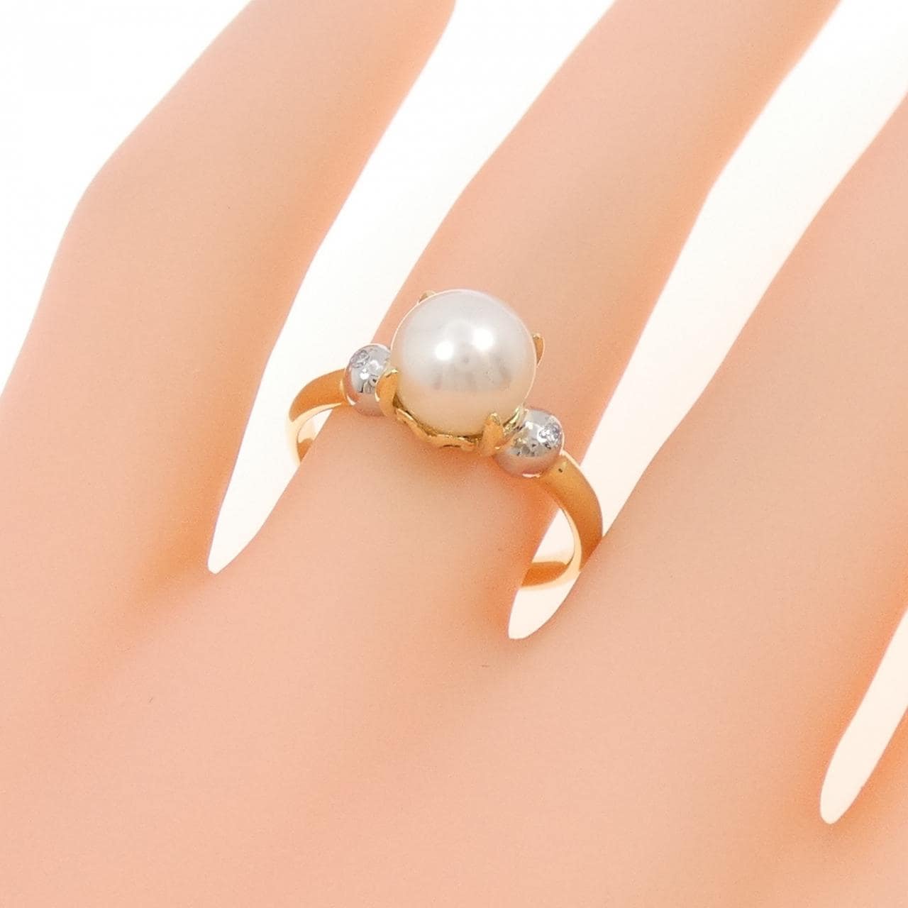 K18YG/PT900 アコヤパール リング 7.5mm