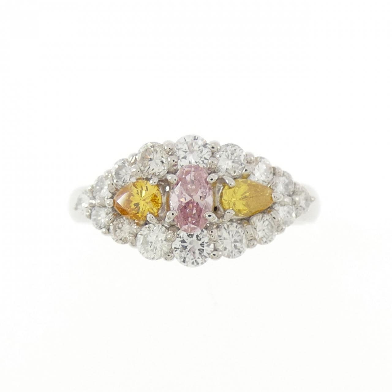 PT900 ダイヤモンド リング 0.373CT FIP SI2/FVOY SI2/FIOY I1 ペアシェイプ オーバルカット