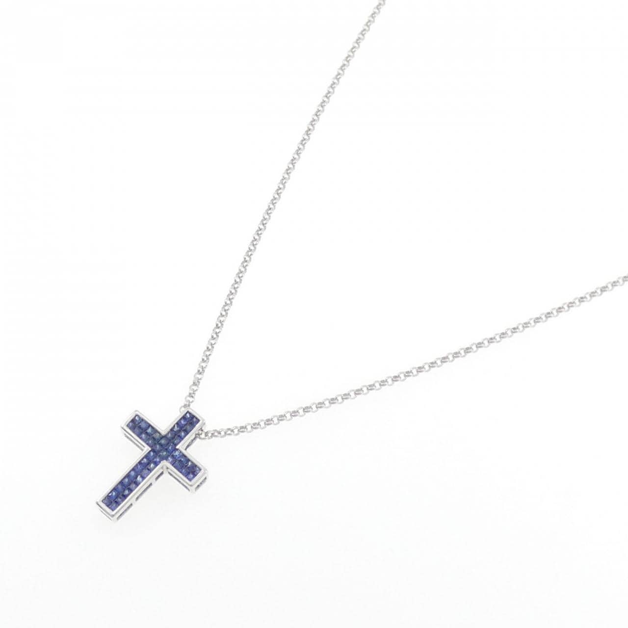 K18WG クロス サファイヤ ネックレス 0.70CT