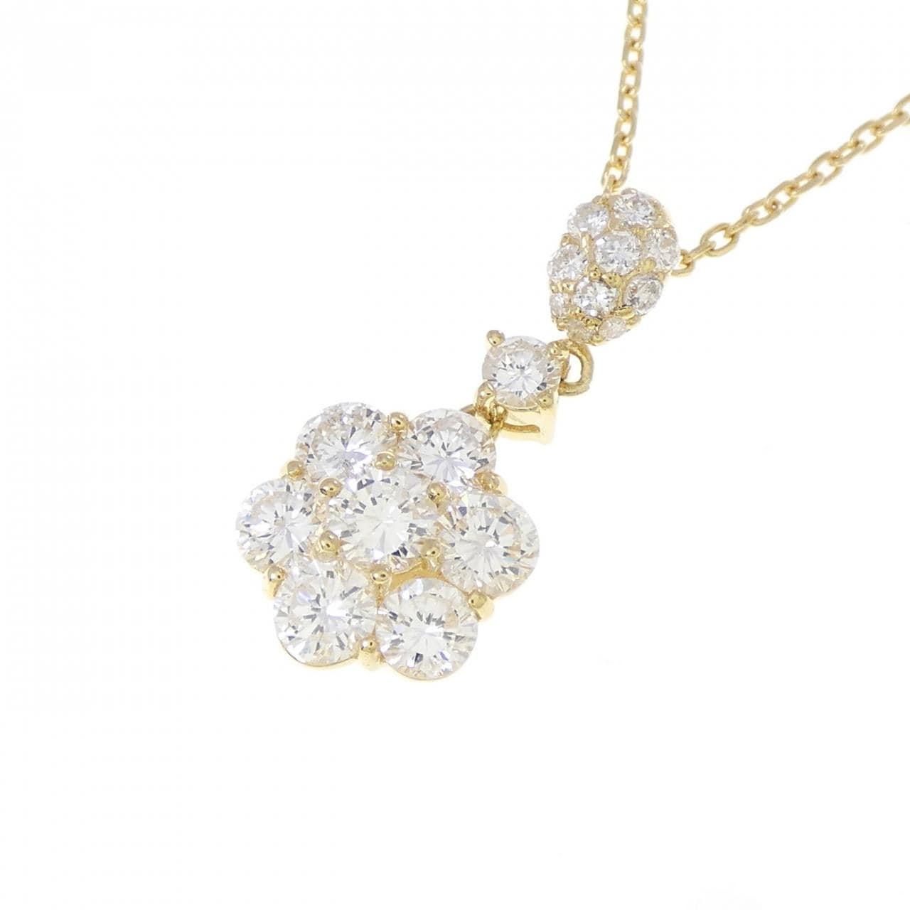 K18YG フラワー ダイヤモンド ネックレス 1.00CT