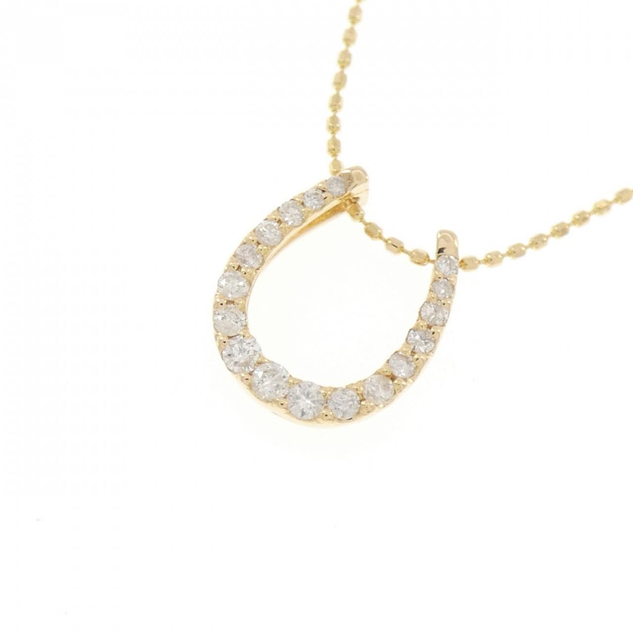 K18YG ホースシュー ダイヤモンド ネックレス 0.20CT