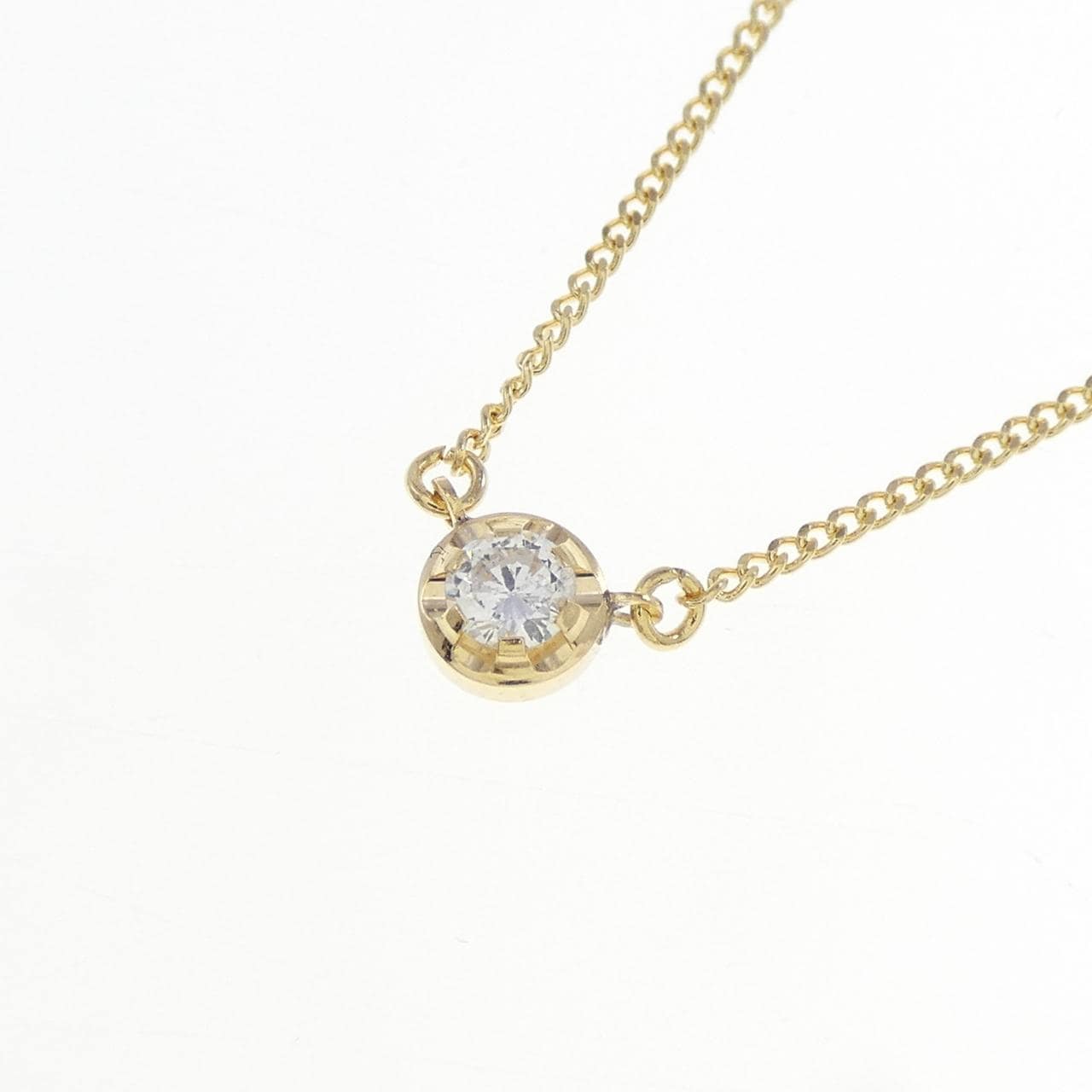 K18YG ソリティア ダイヤモンド ネックレス 0.10CT