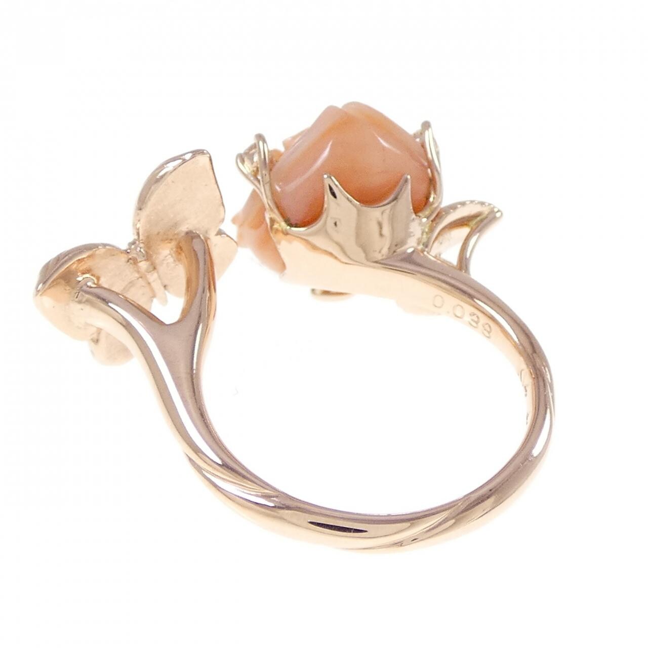 K14PG Rose Coral Ring