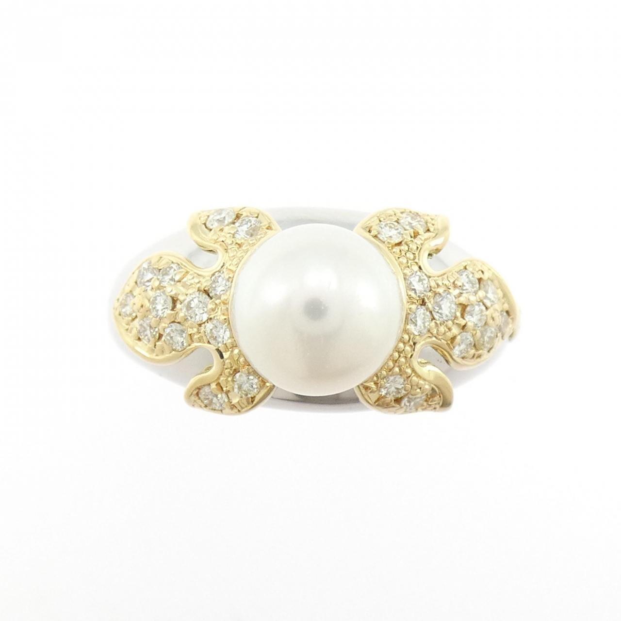 K18YG/PT900 Akoya珍珠戒指 7.5 毫米