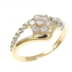K18YG/PT900 フラワー ダイヤモンド リング 0.25CT