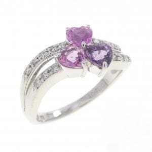 K18WG ハート サファイヤ リング 1.04CT