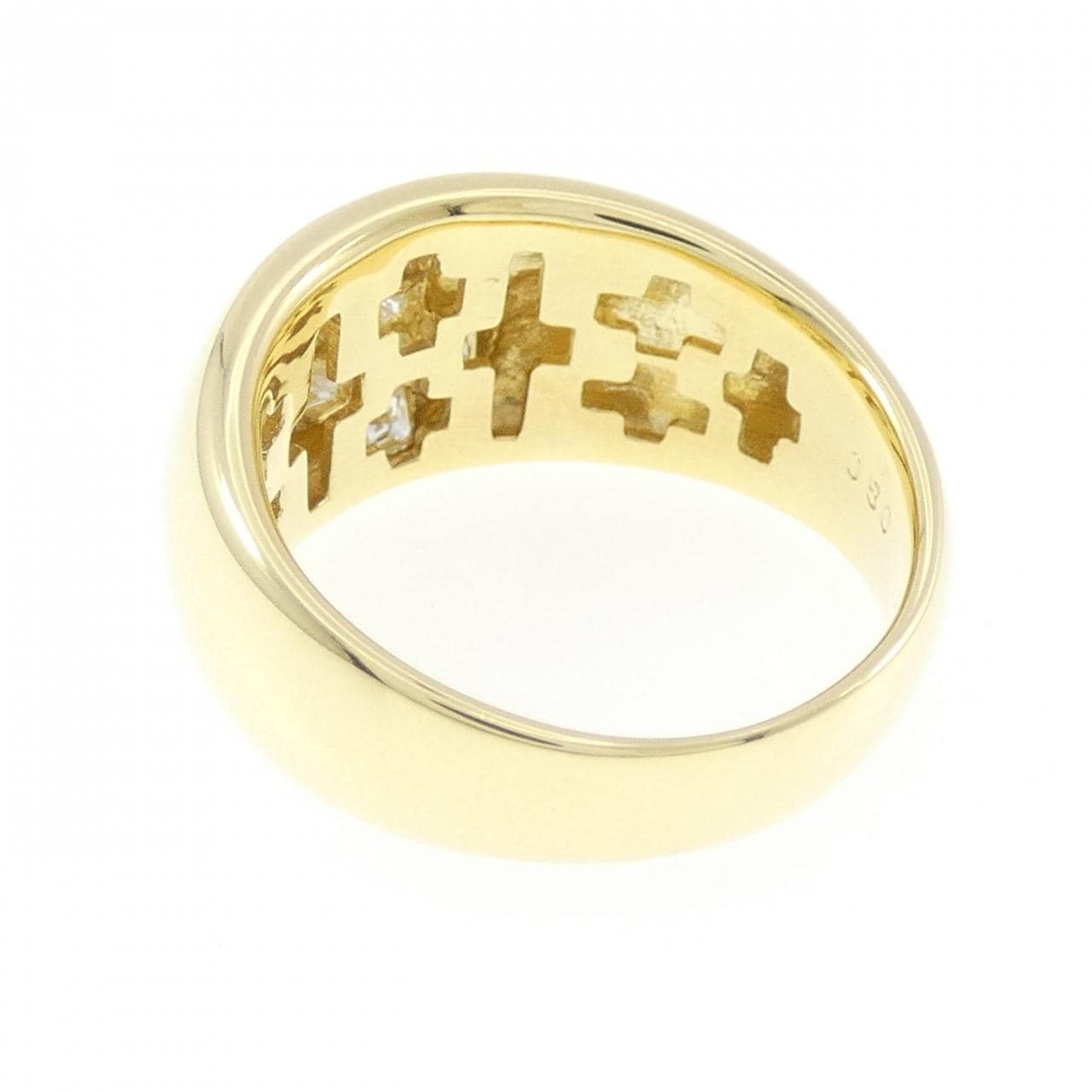 K18YG クロス ダイヤモンド リング 0.50CT