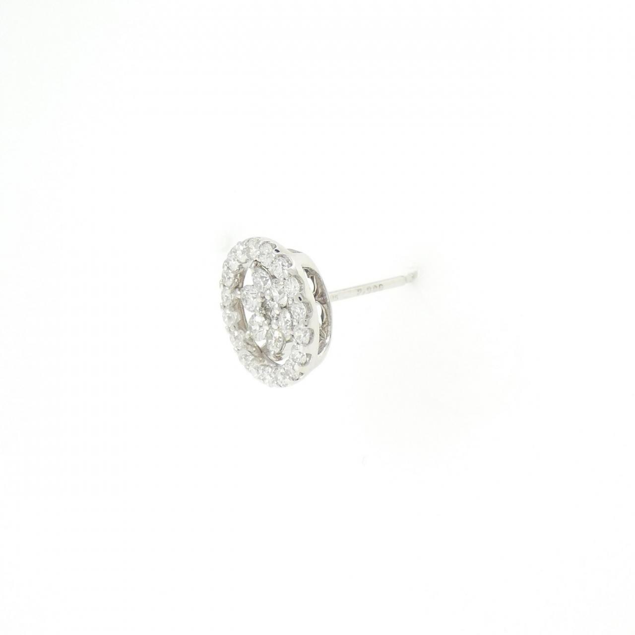 PT900 2WAY フラワー ダイヤモンド ピアス 0.30CT 片耳
