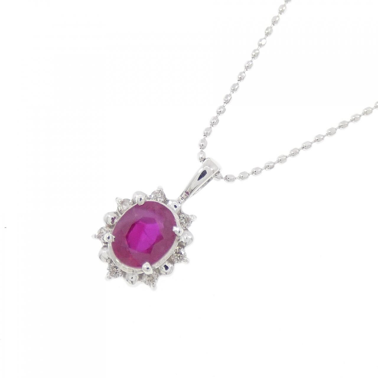 K18WG ルビー ネックレス 0.40CT