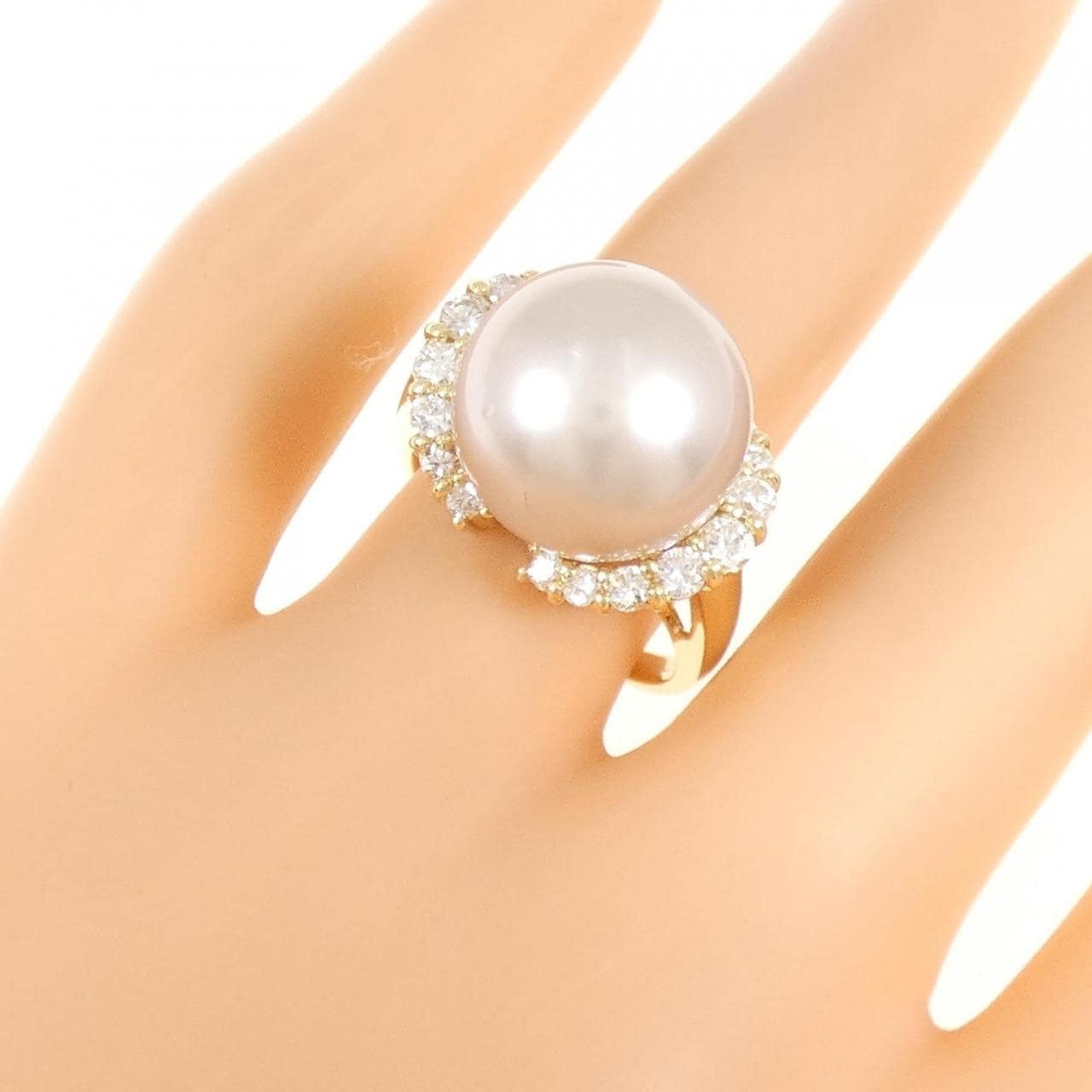 K18YG 黒蝶パール リング 13.2mm