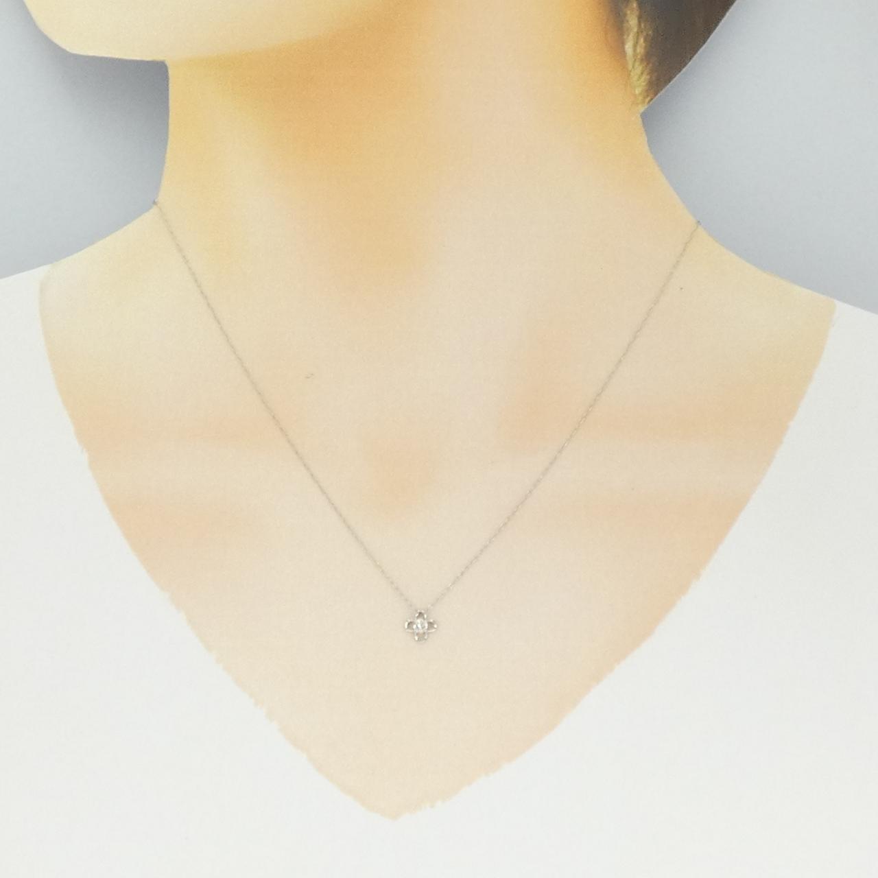 PT900/PT850 フラワー ダイヤモンド ネックレス 0.08CT