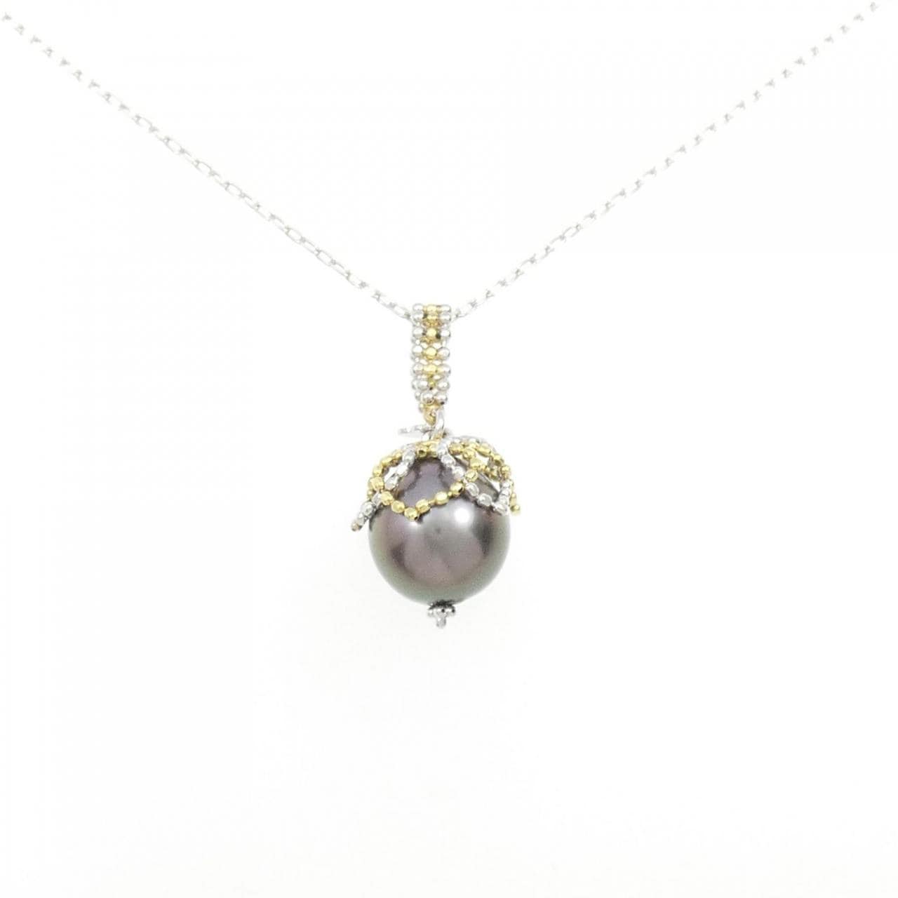 K18WG/K18YG black butterfly pearl necklace 9.4mm