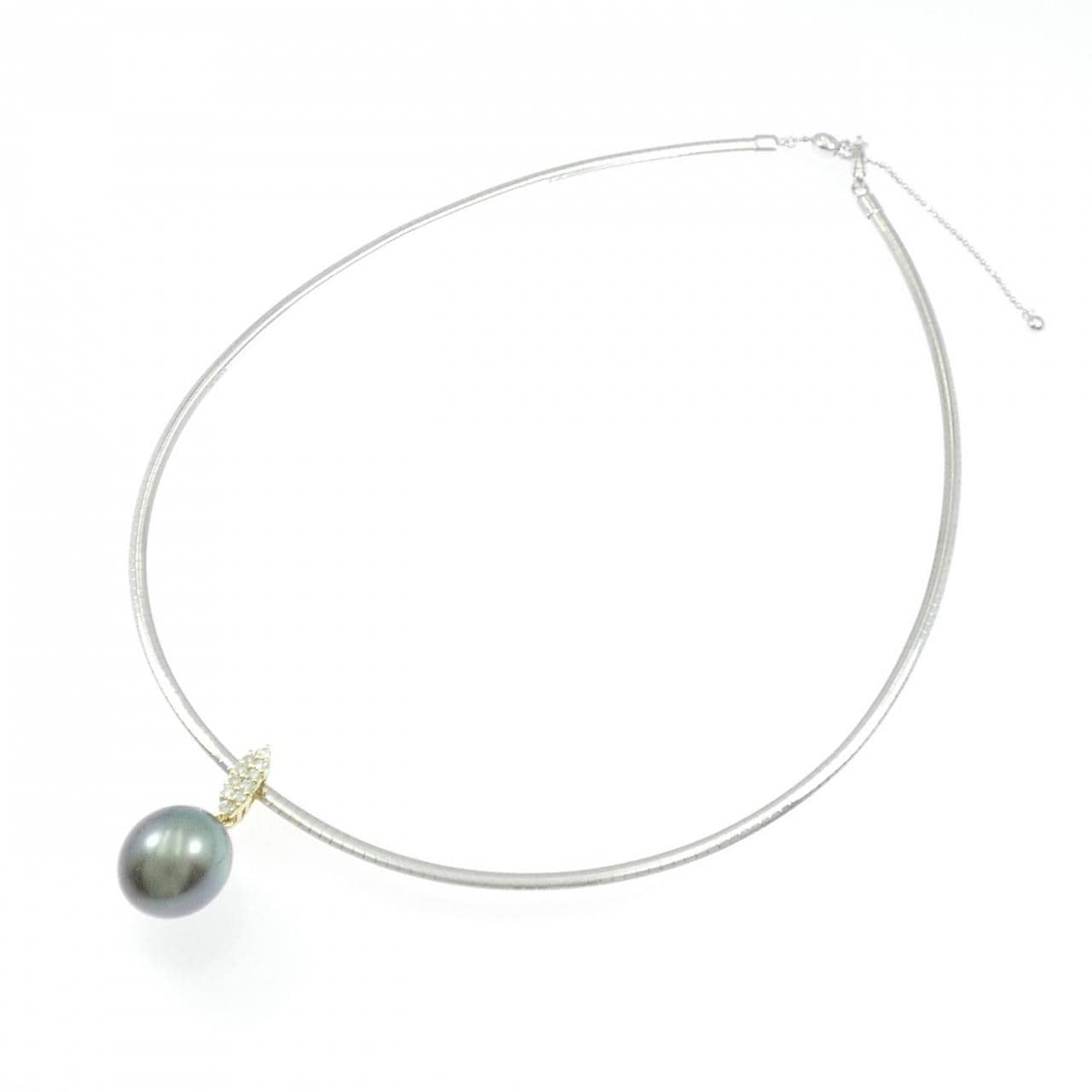 K18YG/750YG/750WG 黒蝶パール ネックレス