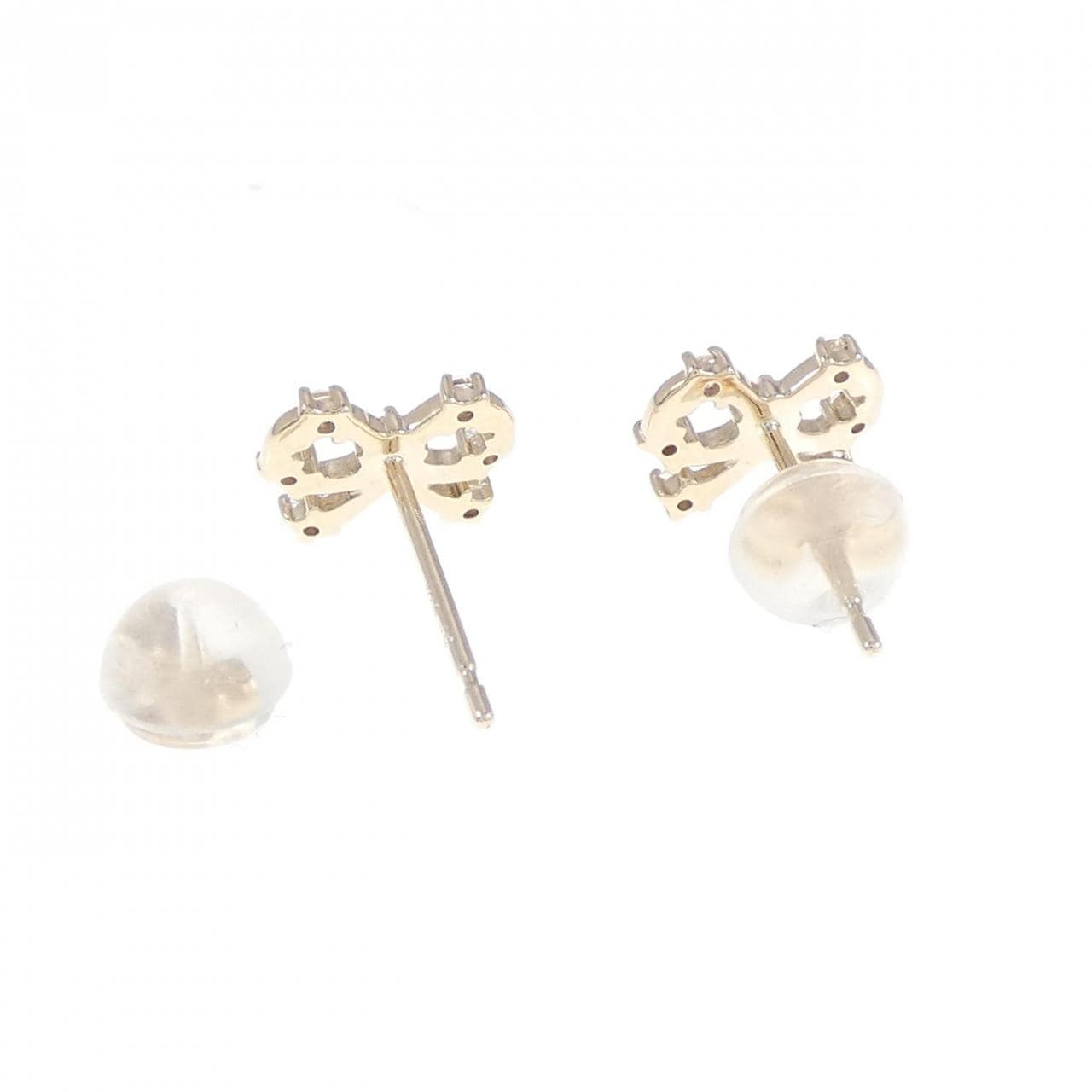 K10YG Ribbon White Topaz Earrings