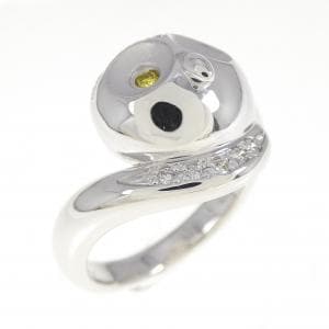K18WG フクロウ ダイヤモンド リング 0.144CT