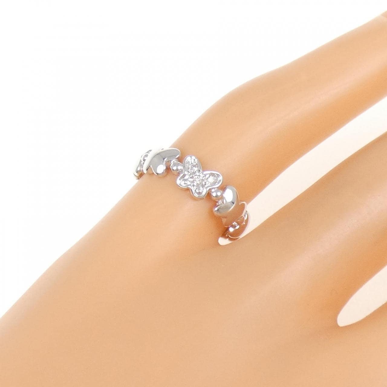 K18WG Diamond Pinky Ring 0.02CT