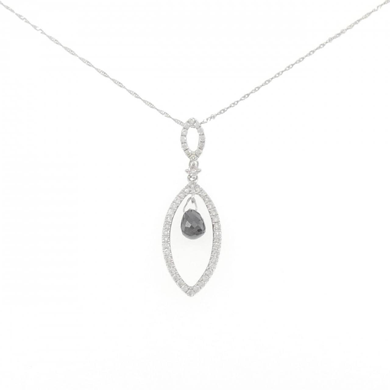 K18WG/PT850 ダイヤモンド ネックレス 0.80CT