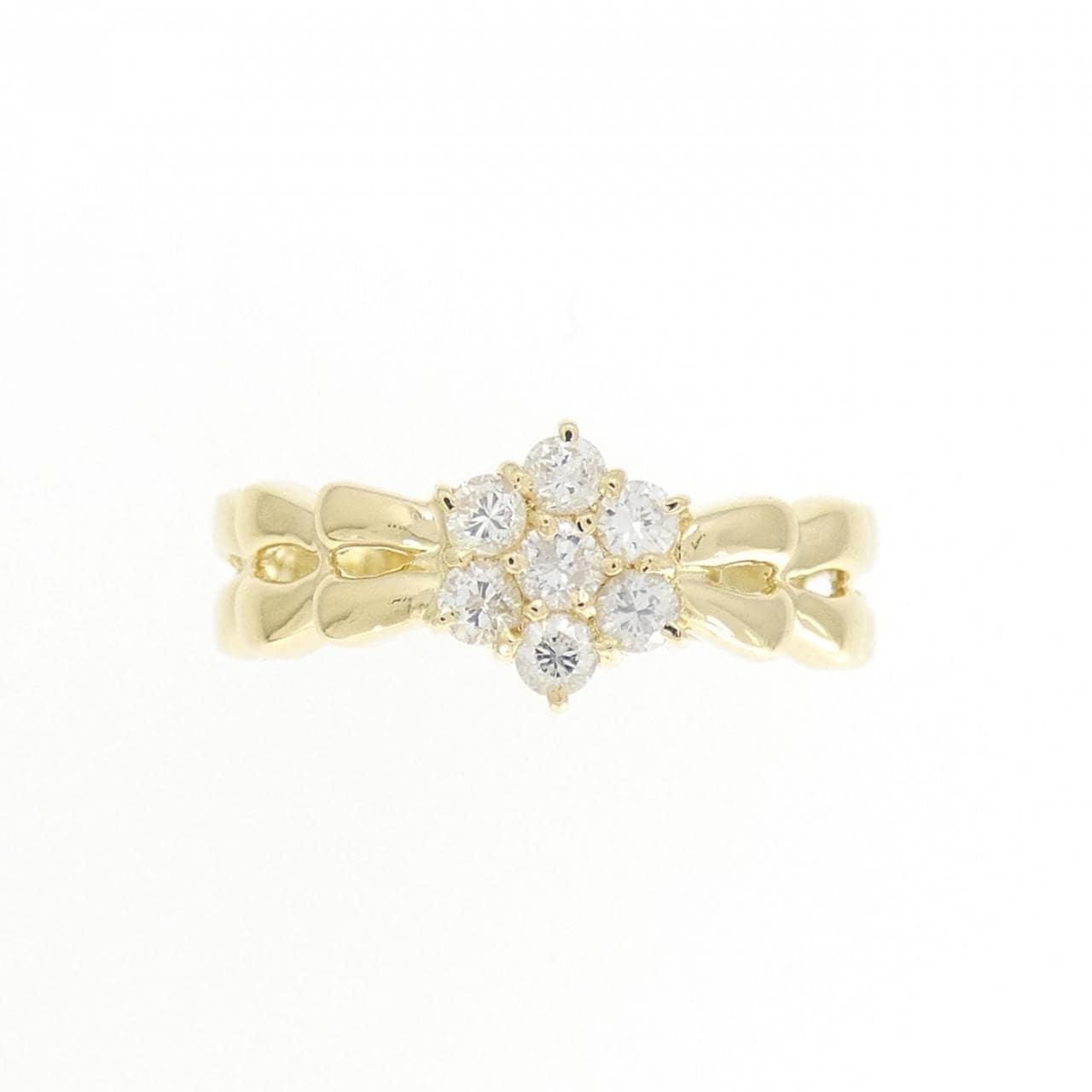 K18YG フラワー ダイヤモンド リング 0.30CT