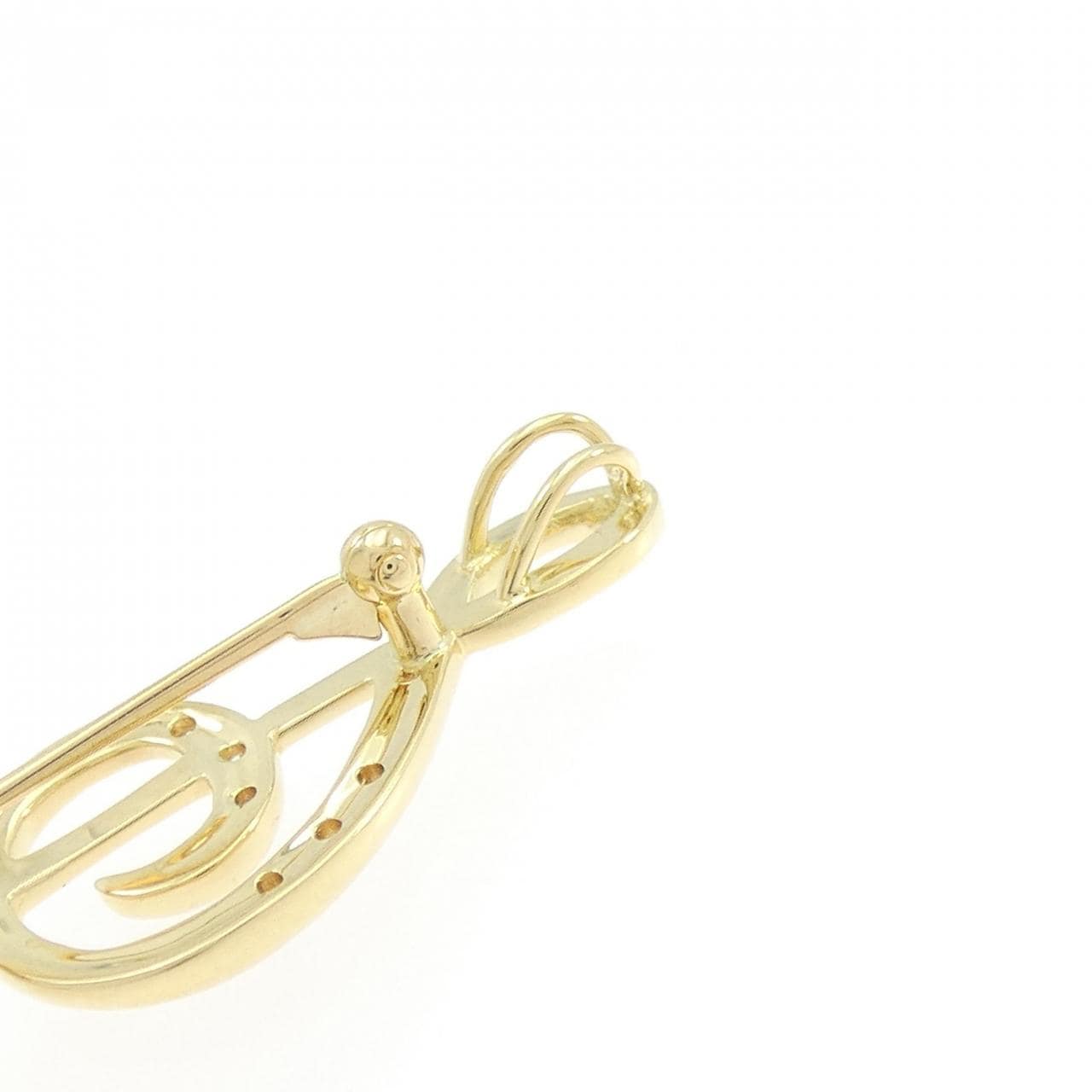 K18YG ト音記号 ダイヤモンド ブローチ 0.11CT