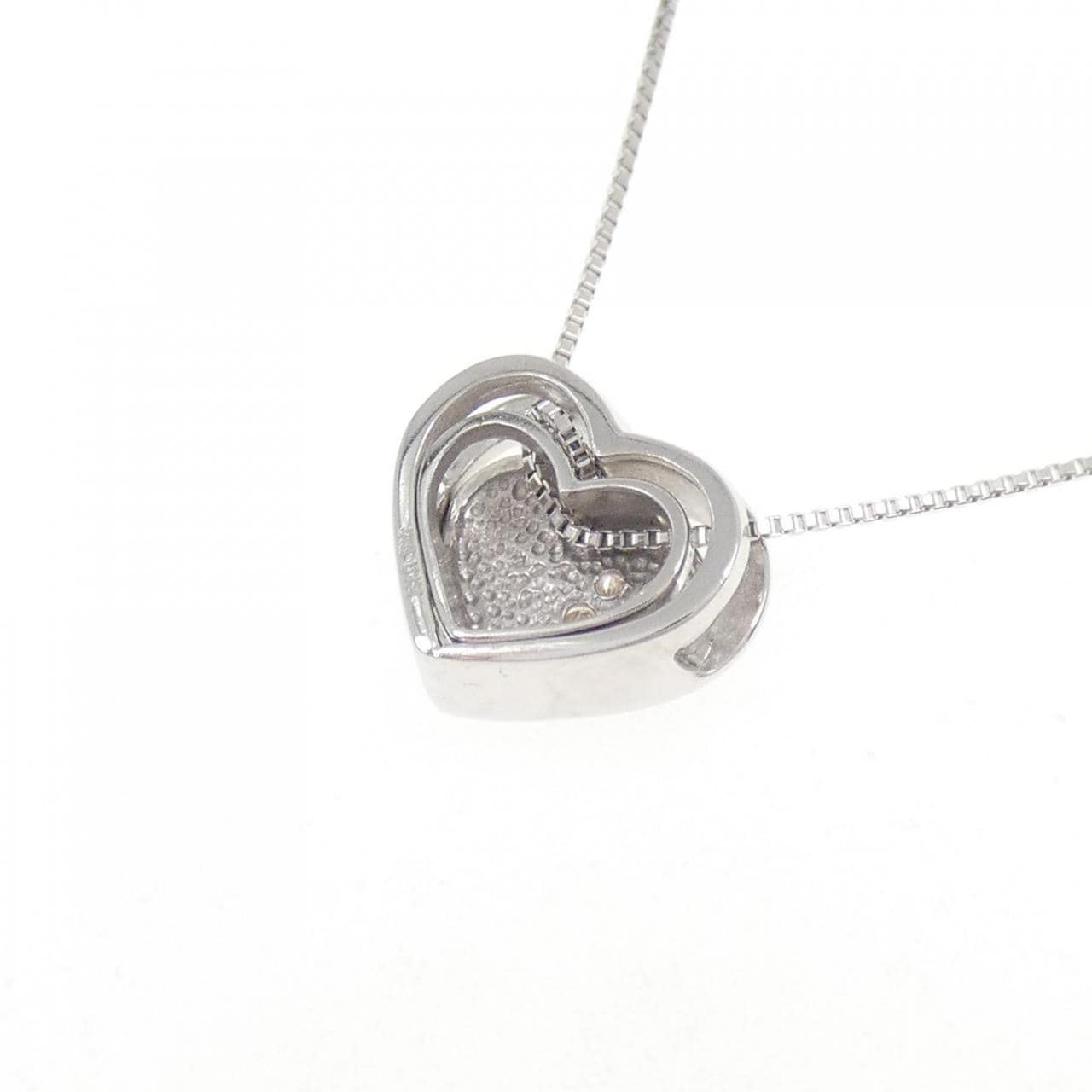 K18WG 2WAY ハート ダイヤモンド ネックレス 0.05CT