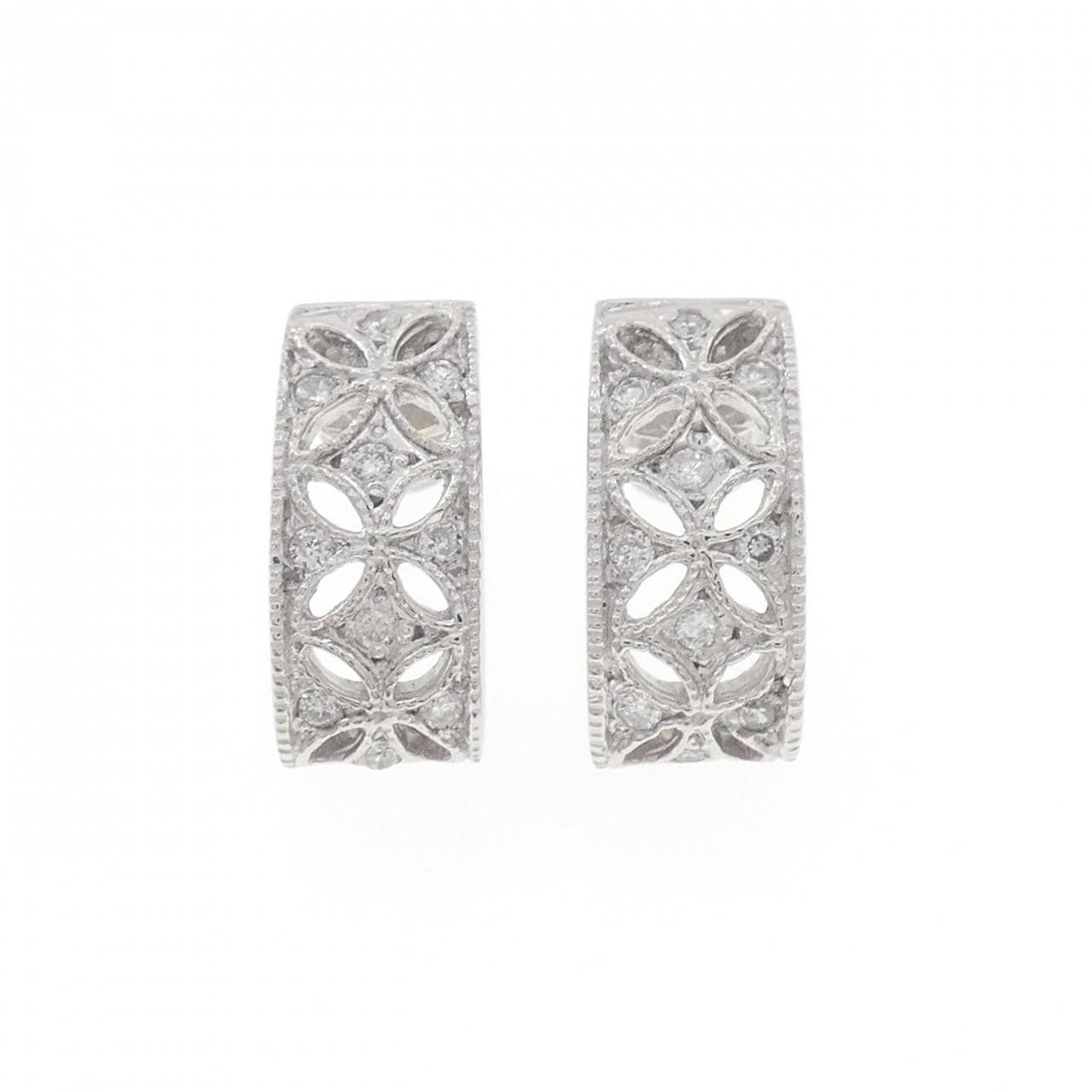 PT850/PT900 フラワー ダイヤモンド ピアス 0.20CT