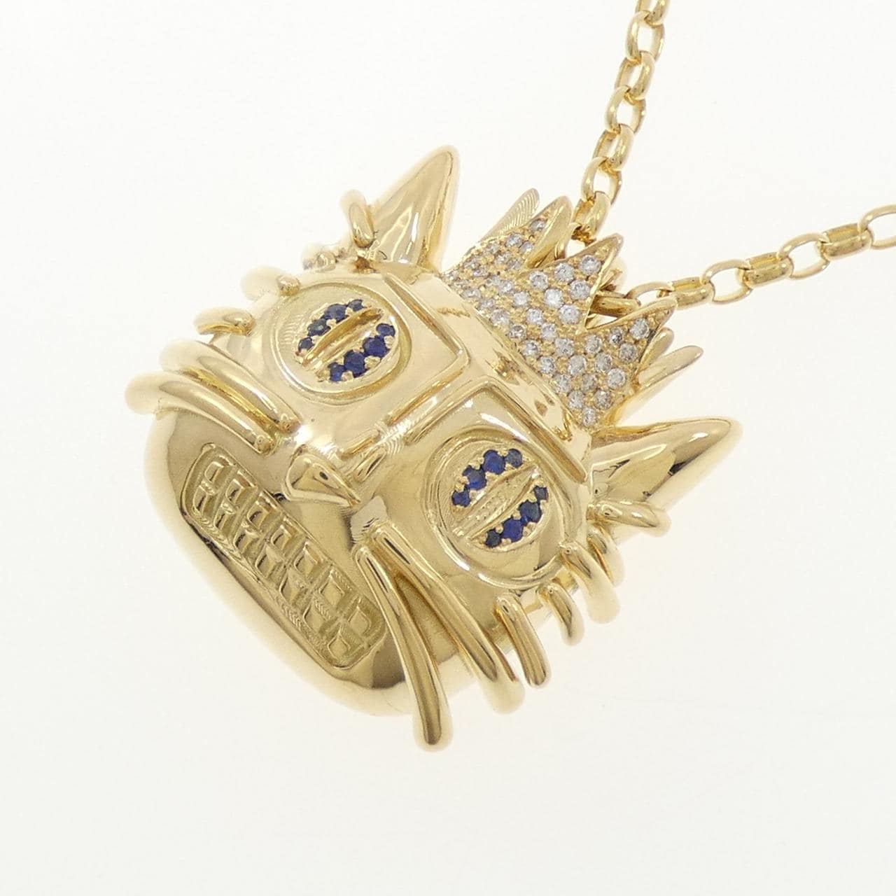 K18YG キャット サファイヤ ネックレス 0.08CT