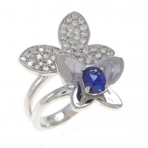 K18WG バタフライ サファイヤ リング 0.50CT