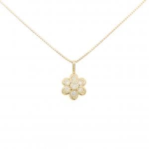 K18YG フラワー ダイヤモンド ネックレス 0.30CT