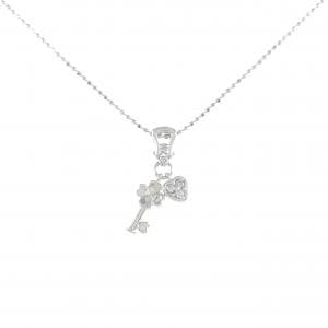 K18WG ハート×クローバー×キー ダイヤモンド ネックレス 0.06CT