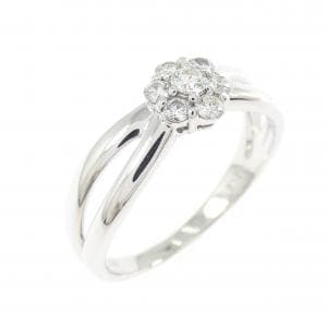 K18WG フラワー ダイヤモンド リング 0.20CT