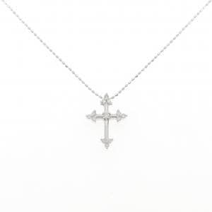 K18WG クロス ダイヤモンド ネックレス 0.14CT
