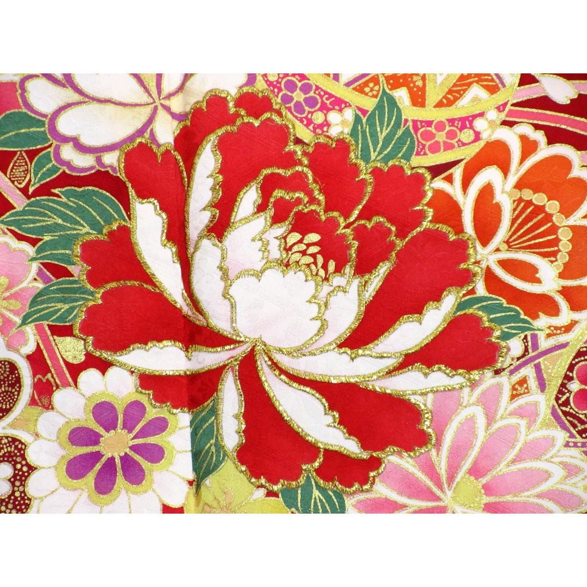 振袖　友禅金彩加工　刺繍入りボカシ染