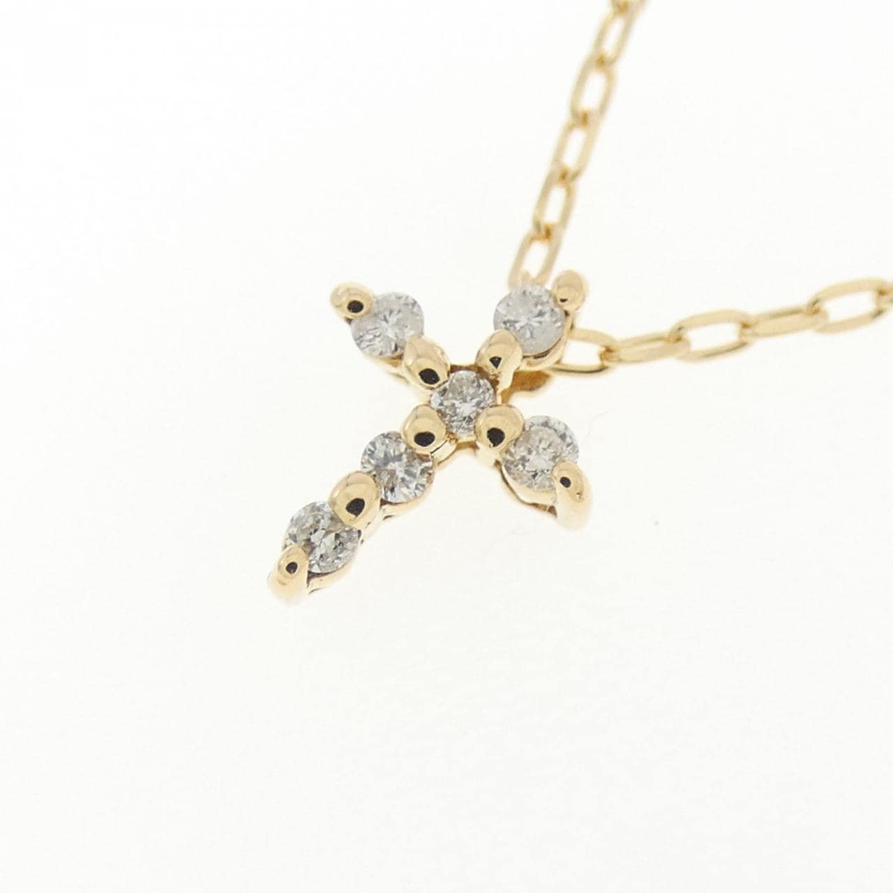 K18YG クロス ダイヤモンド ネックレス 0.06CT