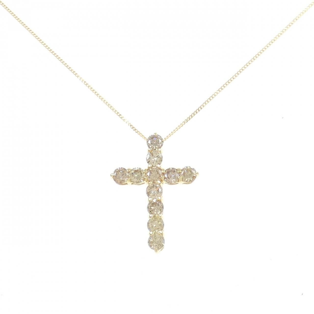 K18YG クロス ダイヤモンド ネックレス 0.90CT