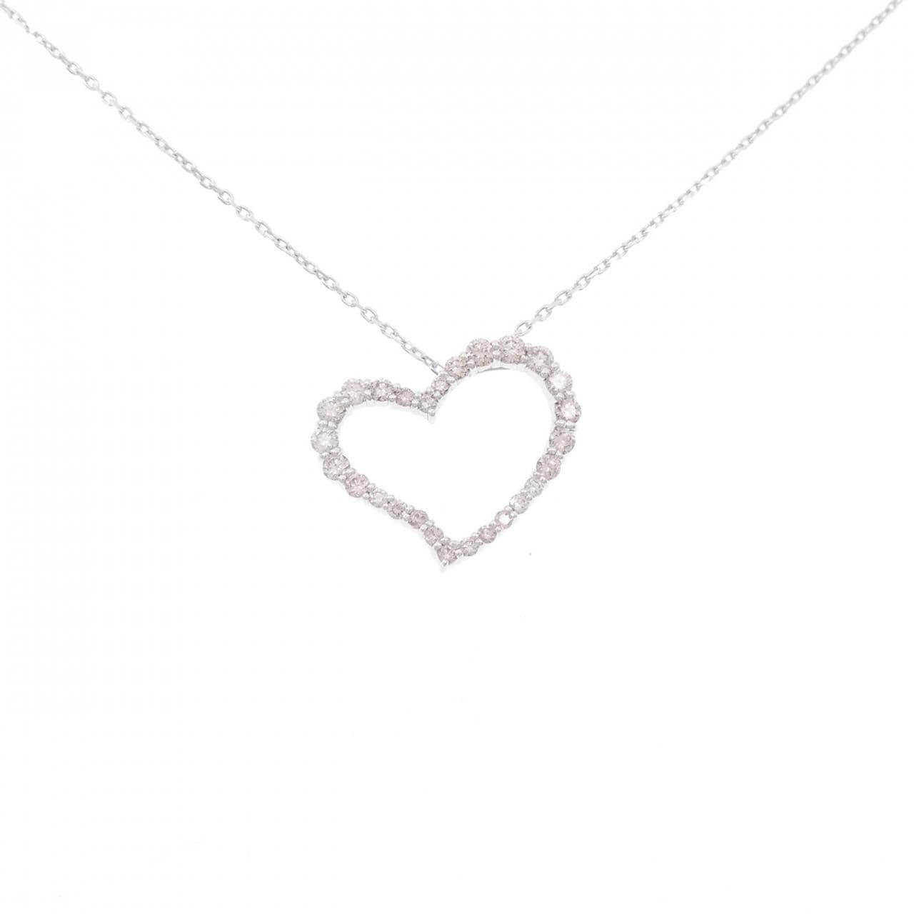 K18WG ハート ピンクダイヤモンド ネックレス 0.50CT
