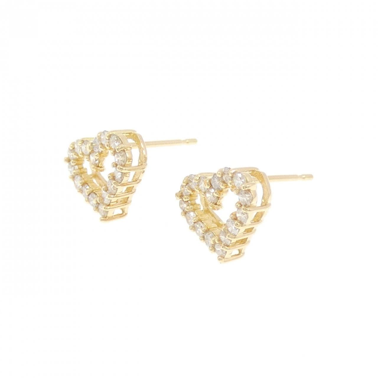 【新品】K18YG ハート ダイヤモンド ピアス 0.40CT