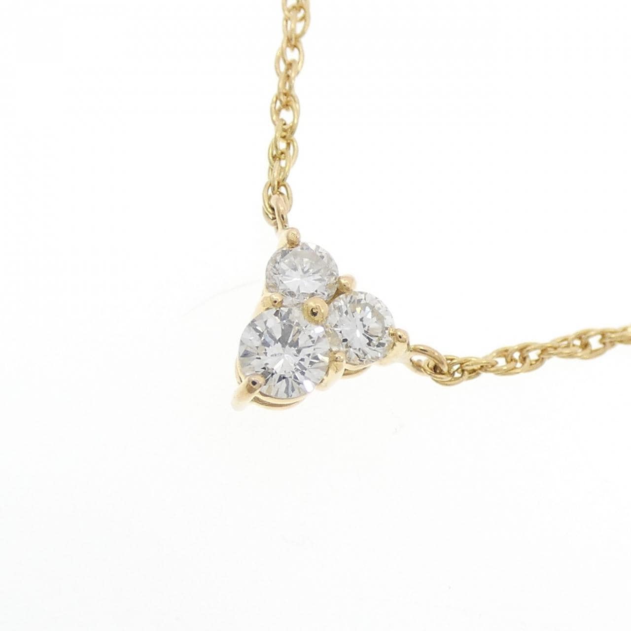 K18YG スリーストーン ダイヤモンド ネックレス 0.30CT