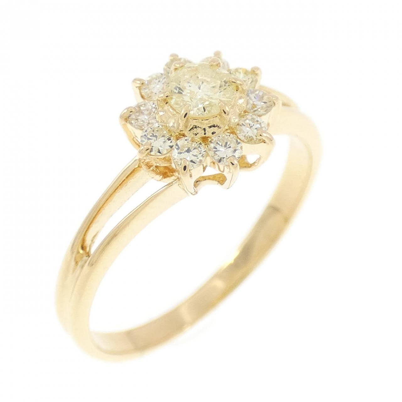 K18YG フラワー ダイヤモンド リング 0.26CT