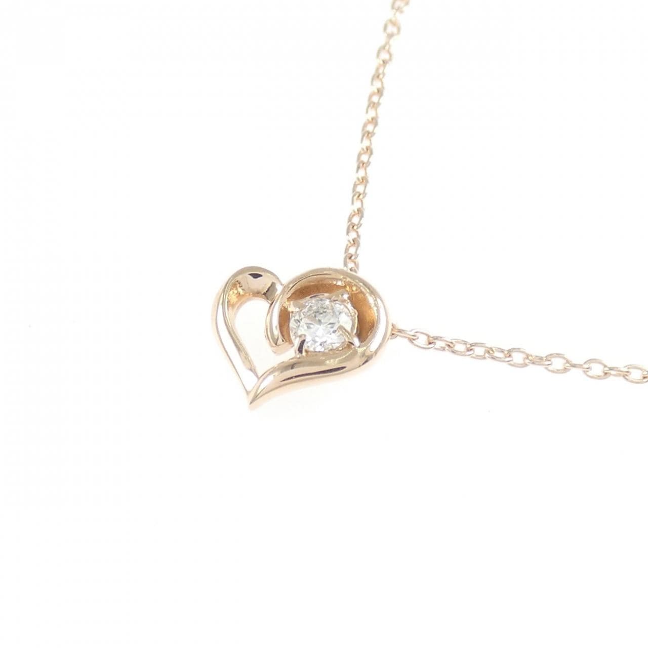 K10PG ハート ダイヤモンド ネックレス 0.07CT