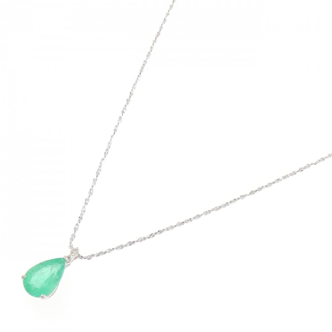 K18WG/PT850 エメラルド ネックレス 1.84CT