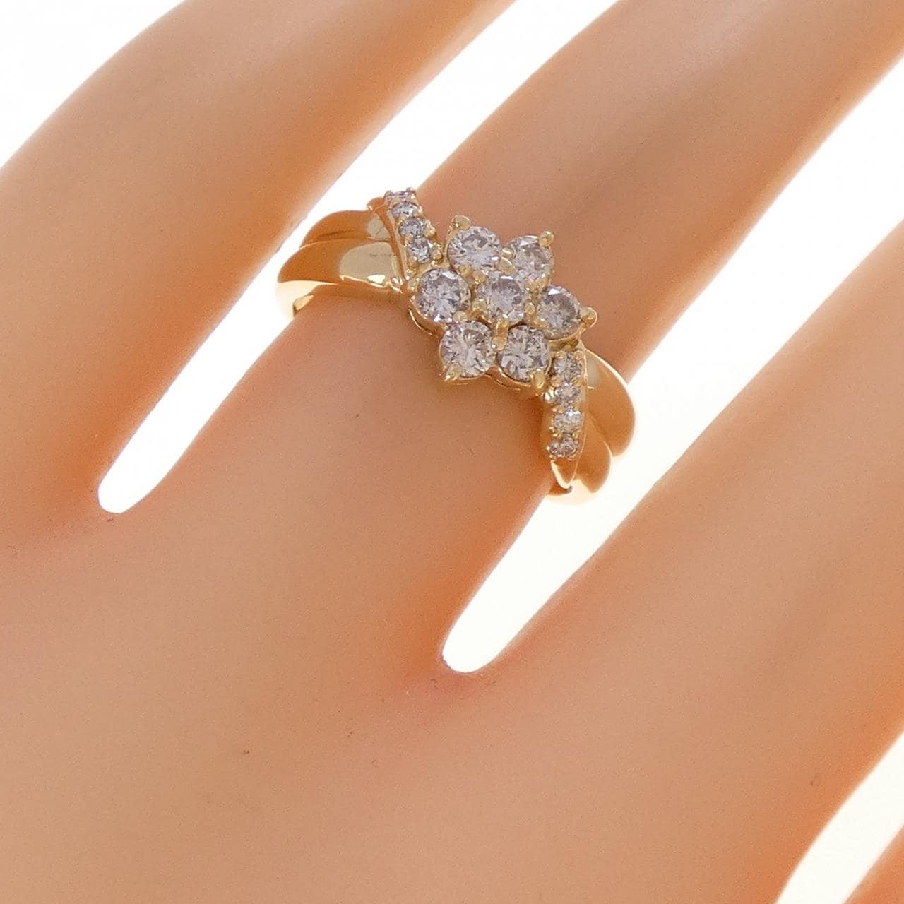K18YG フラワー ダイヤモンド リング 0.50CT