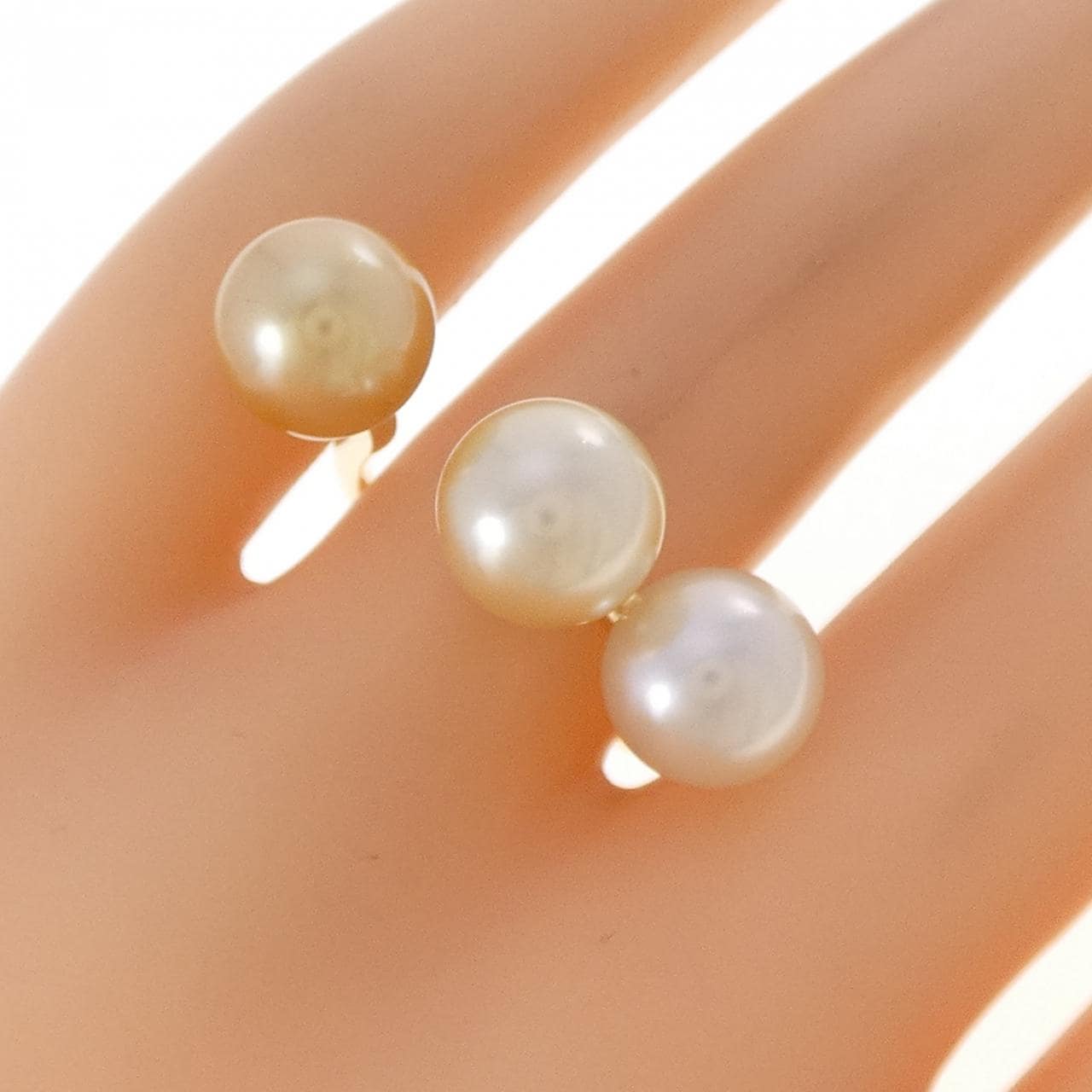 K18YG 白蝶パール リング 8.8mm