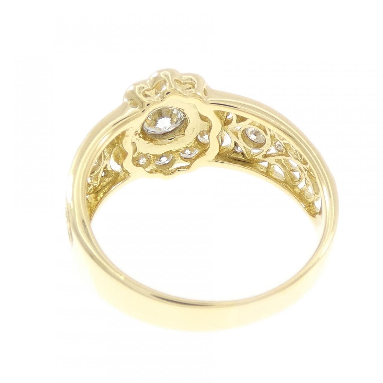 K18YG フラワー ダイヤモンド リング 0.402CT