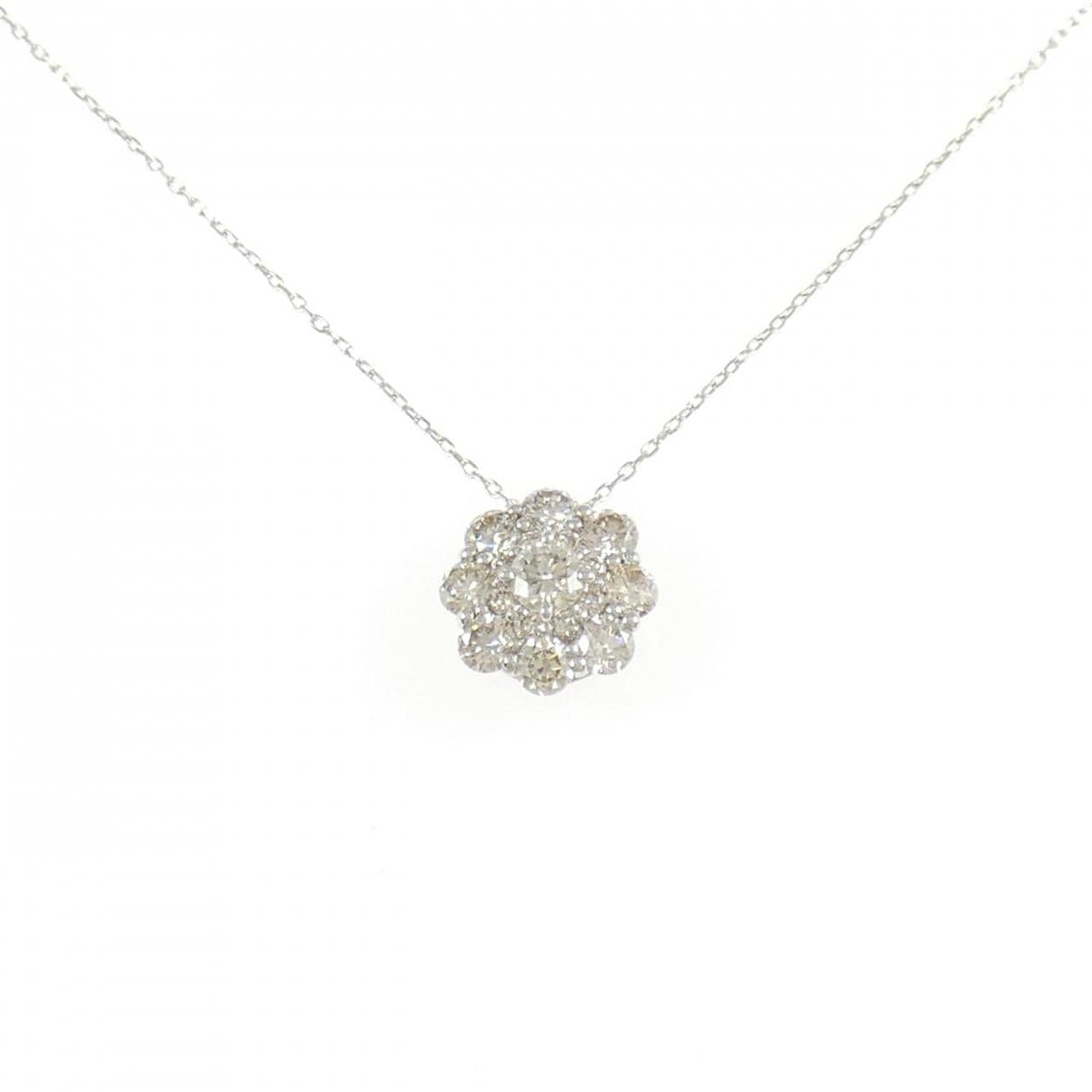 PT950 フラワー ダイヤモンド ネックレス 0.80CT