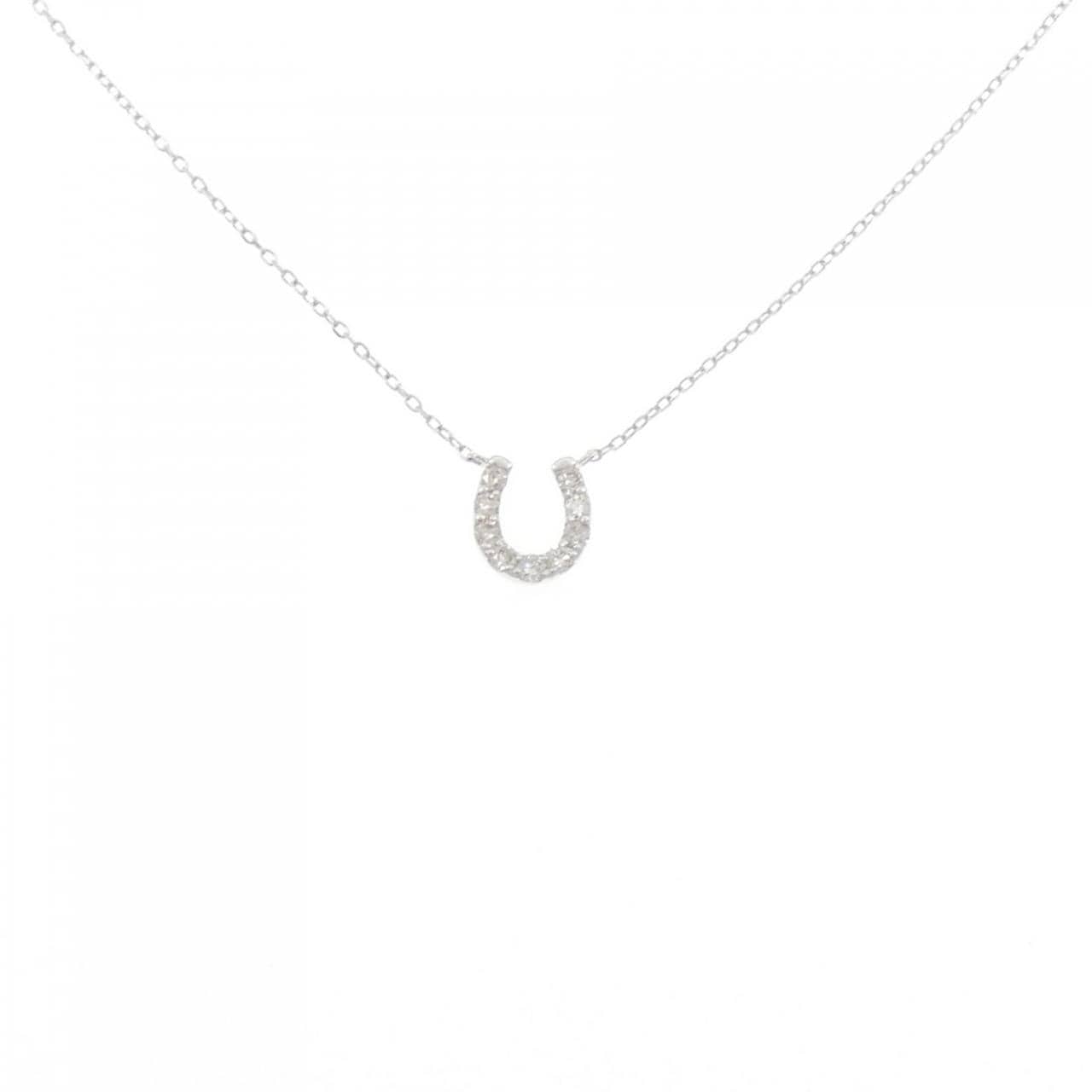 K10WG ホースシュー ダイヤモンド ネックレス 0.19CT