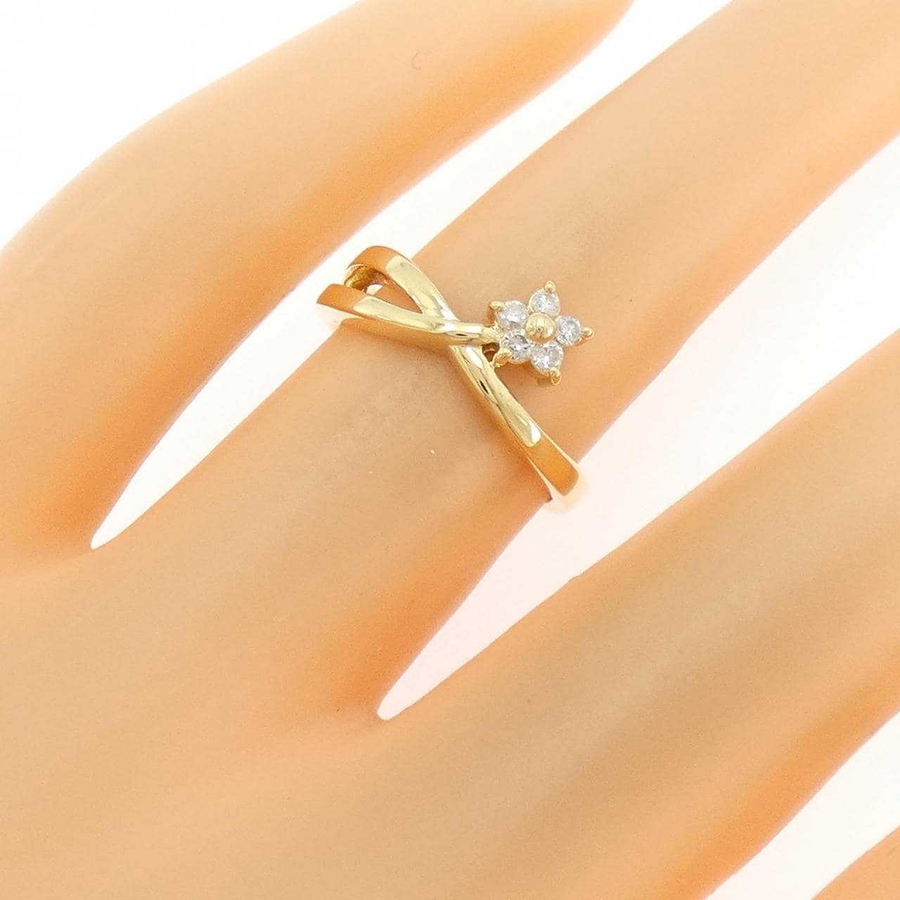 K18YG フラワー ダイヤモンド リング 0.08CT