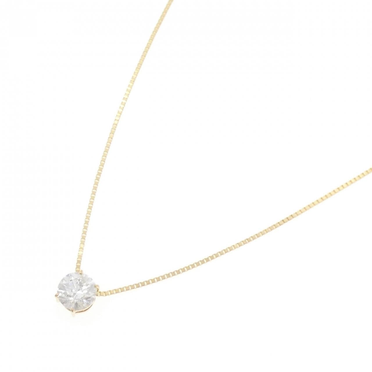 18K Yellow Gold Solitaire Diamond Necklace 1.018CT
